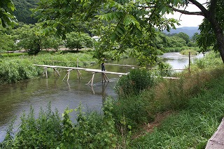 大船渡へ向かう道のわきにある小川。となりのトトロに出てきそうな景色。